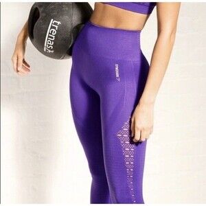 Gymshark "Energy" Seamless Full Length Eyelet Purple Active Leggings -Size XS
